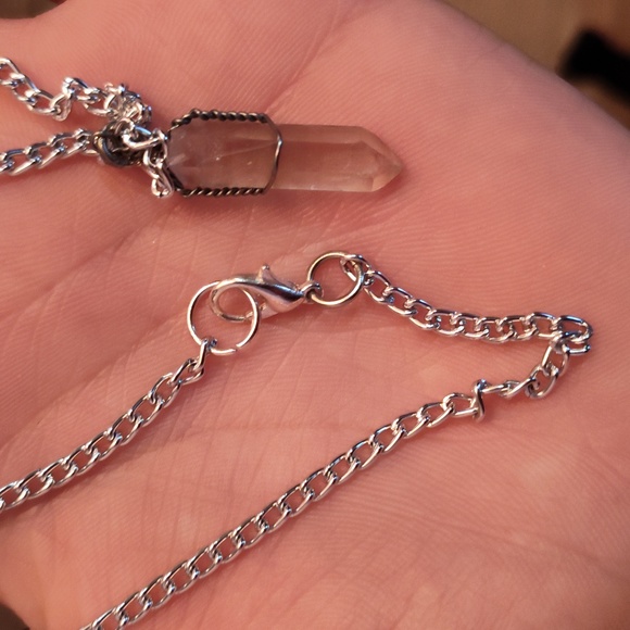 Wire Wrapped Quartz Crystal Necklace - Picture 3 of 4